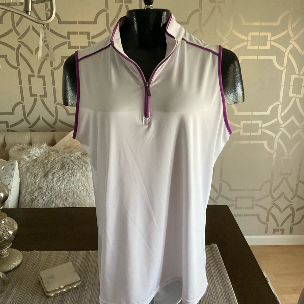Court Haley Sleeveless White and Purple Women's Top